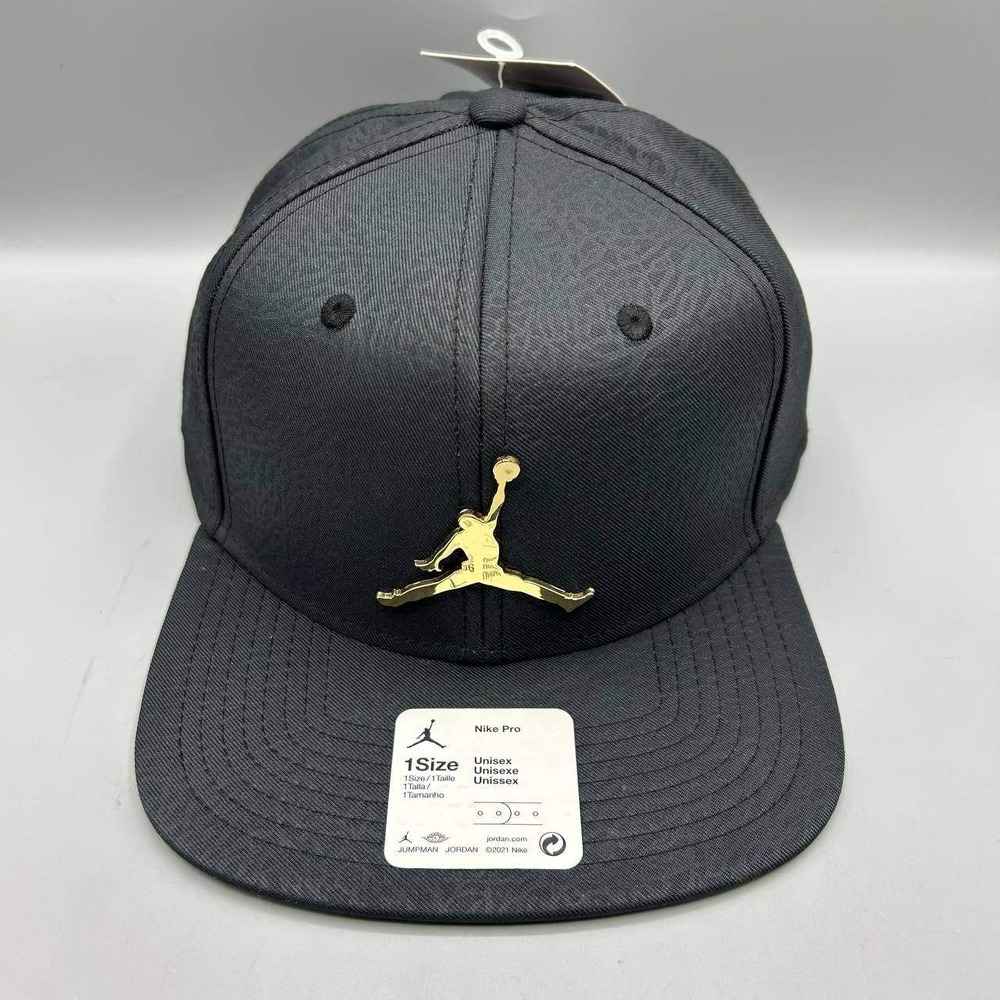 Air Jordan Hat Men Black Cement Elephant Gold Metal Jumpman Snap Back Cap New